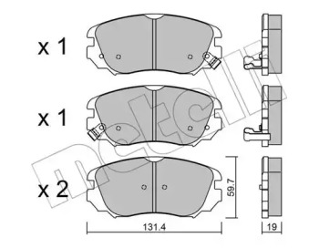 Колодки гальмівні (передні) Opel Insignia A 08-17/Chevrolet Malibu 12-/Bentley Flying Spur 13- METELLI 22-0841-0