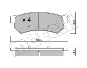 Колодки гальмівні (задні) Chevrolet Lacetti 05-/Nubira 05-11 METELLI 22-0846-0