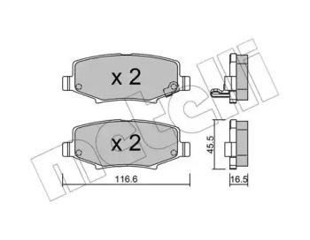 Колодки гальмівні (задні) Jeep Cherokee 08-/Compass 06-/Wrangler 07-/Dodge Nitro 06-12 METELLI 22-0863-0