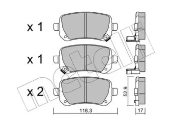 Колодки гальмівні (задні) VW Routan 08-13/Chrysler Grand Voyager 07-/Dodge Journey 08- METELLI 22-0864-0
