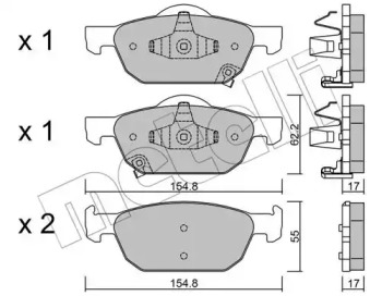 Колодки гальмівні (передні) Honda Accord VIII 08-/Civic IX 12- METELLI 22-0866-0