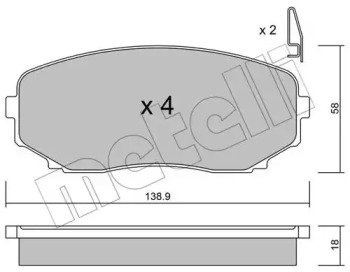 Колодки гальмівні (передні) Mazda CX-7/CX-9/Mitsubishi L200/Pajero Sport 06- METELLI 22-0872-0