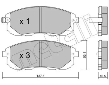 Колодки гальмівні (передні) Renault Latitude/Nissan Juke/Cube 09-/Tiida 07-12/Suzuki SX4 06- METELLI 22-0876-0