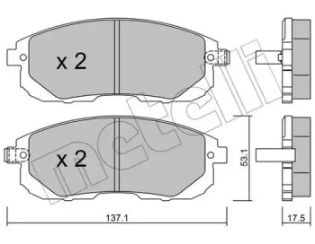 Колодки гальмівні (передні) Nissan Juke/Pulsar/Tiida 07- METELLI 22-0876-1