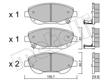 Колодки гальмівні (передні) Toyota Avensis 08-18/Verso 09-18 METELLI 22-0879-0