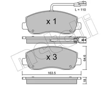 Комплект гальмівних колодок с 4 шт. дисків METELLI 22-0898-0