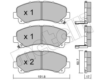 Колодки гальмівні (передні) Isuzu D-Max 2.5-3.0 DiTD/CRDi 02- METELLI 22-0902-0