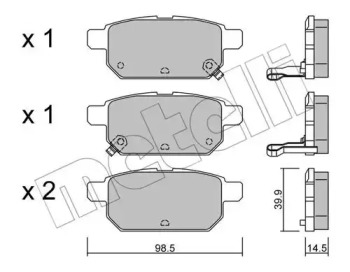 Колодки гальмівні (задні) Suzuki Vitara III 15-/SX4 S-cross 13-/Swift IV 10-/Baleno 16- METELLI 22-0915-0