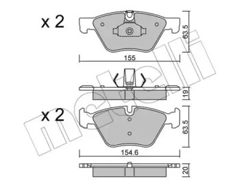 Колодки гальмівні (передні) BMW 5 (F07/F10/F11) 09-17 METELLI 22-0917-0