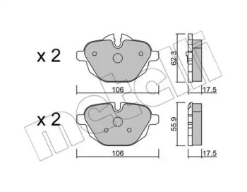 Колодки гальмівні (задні) BMW 5 (F07/F10-11) 09-17/(G30-31/F90)/X3/X4/X5/X6 METELLI 22-0920-0