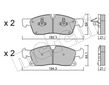Колодки гальмівні (передні) MB M/GLE/GL/GLS-class (W166/X166) 11-19/Jeep Grand Cherokee 10- METELLI 22-0927-4