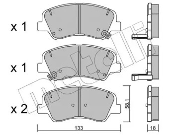 Колодки гальмівні (передні) Hyundai Accent IV 10-/ i20 14-/Solaris 17-/Kia Rio III 11- METELLI 22-0943-0