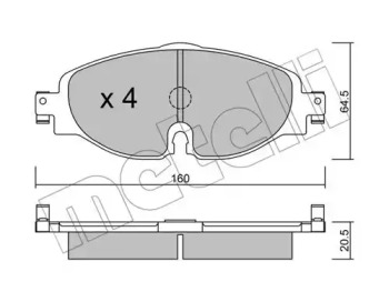 Колодки гальмівні (передні) Audi A1/Q3 18-/Skoda Octavia/VW Golf/Caddy/Touran/Passat 12- METELLI 22-0950-0