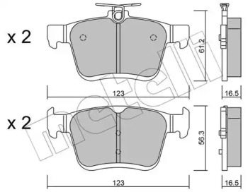 Комплект гальмівних колодок з 4 шт. дисків METELLI 22-0951-0
