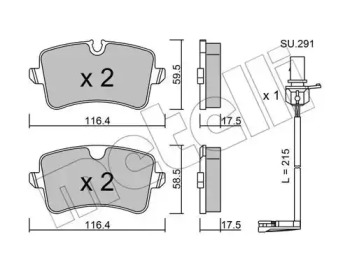 Колодки гальмівні (задні) Audi A4/A5/A6/A7 10- (+датчик) METELLI 22-0955-0K