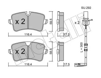 Колодки гальмівні (задні) Audi A8 09-(з датчиками) METELLI 22-0955-1K