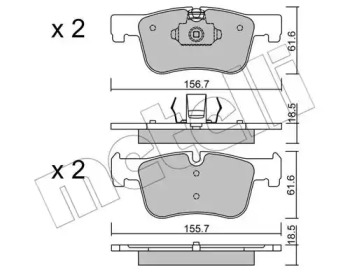 Колодки гальмівні (передні) BMW 1 (F20/F21)/3 (F30/F31/F34/G20/F80)/4 (F32/F36/F82)/7 (F01-04) 10- METELLI 22-0960-0