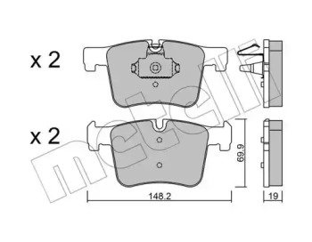 Колодки гальмівні (передні) BMW 1 (F20-21)/2 (F22/F87/F45-46)/3 (F30-31/F34/F80)/4 (F32/F36)/X3 11- METELLI 22-0961-0