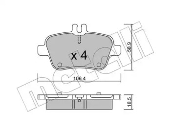 Колодки гальмівні (задні) MB A-class (W176)/B-class (W246) 11- METELLI 22-0966-0