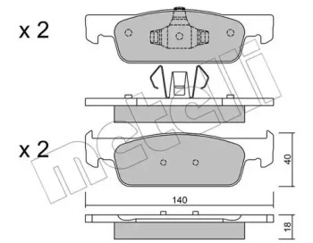 Комплект гальмівних колодок с 4 шт. дисків METELLI 22-0975-0