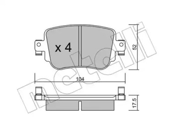 Колодки гальмівні (задні) Audi Q3/Skoda Octavia/Seat Leon/VW Golf/Caddy IV 14- METELLI 22-0980-0