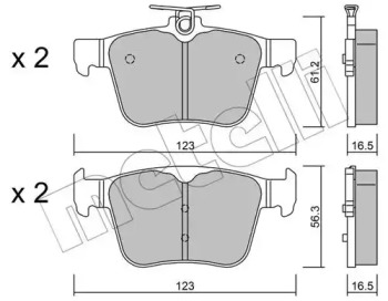 Колодки гальмівні (задні) Skoda Kodiaq/SuperB/VW Touran/Passat B8 14-/Golf/Seat/Audi A3 12-/Q3 18- METELLI 22-0981-0