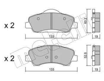 Колодки гальмівні (передні) Citroen C4 Cactus 14-/Peugeot 301 12-/308 II 13- METELLI 22-0982-0