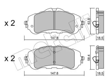 Колодки гальмівні (передні) Citroen Berlingo 18-/Peugeot 308 13-/Partner 18- METELLI 22-0983-0