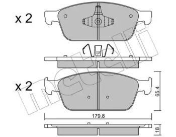 Колодки гальмівні (передні) Ford Transit Connect II/Tourneo Connect 13-/Focus III 10-/Kuga II 12- METELLI 22-0989-0