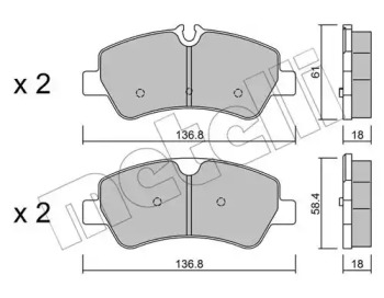 Комплект гальмівних колодок с 4 шт. дисків METELLI 22-0991-0