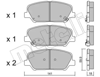 Колодки гальмівні (передні) Hyundai i30 11-/Veloster 12-17/Kia Cee'd/Pro Cee'd 12-/Cerato 13- METELLI 22-0997-0