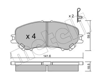 Колодки гальмівні (передні) Nissan Qashqai II 13-/X-Trail 19-/Renault Kadjar 15- METELLI 22-1010-0