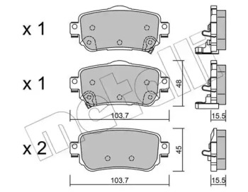 Колодки гальмівні (задні) Nissan Leaf 17-/Qashqai/X-trail 13-/Renault Kadjar 15-/Koleos 16- METELLI 22-1011-0