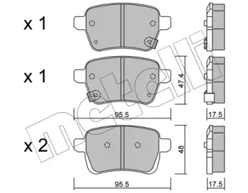 Колодки гальмівні (задні) Fiat 500L 13-/Tipo 15-/Corsa E 14- METELLI 22-1012-0