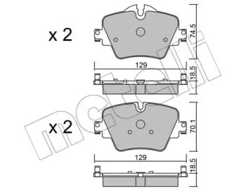 Колодки гальмівні (передні) BMW 2 (F45/F46)/5 (G30/F90)/X1(F48)/X2 (E39)/X3 (G01/F97) 13- METELLI 22-1037-0