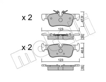 Колодки гальмівні (задні) BMW 1 (F52/F40)/X2 (F39) 17-/2 (F44-F46)/i3 (I01) 13-/X1 (F48)/Mini 14- METELLI 22-1038-0