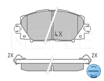 Колодки гальмівні (передні) Toyota Prius 08-/Corolla 12-/Lexus CT 10- (Akebono) MEYLE 025 244 5116
