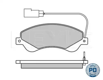 Колодки гальмівні (передні) Ford Transit V347 06- (FWD) (Bosch) Q+ (з датчиком) MEYLE 025 244 8518/PD — фото 2