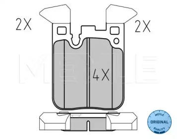 Колодки гальмівні (задні) BMW 1 (F20/F21)/ 3 (F30/F31/F34) 11- (Brembo) B37/B47/N13/N47/N55 MEYLE 025 250 2916