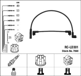 7068 Комплект ізольованих проводів для свічок запалення RC-LD301 NGK