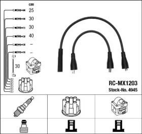 4945 Комплект ізольованих проводів для свічок запалення RC-MX1203 NGK