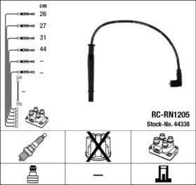 Проводи зажигания (к-кт) Renault Clio/Kangoo II/III 1.2 16V 01- (RC-RN1205) NGK 44338