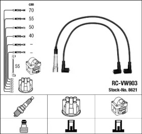 8621 Комплект ізольованих проводів для свічок запалення RC-VW903 NGK