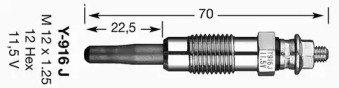 5906 Свічка розжарювання Y-916J (D-Power 6) NGK