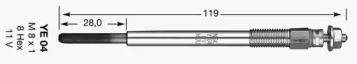 1684 Свеча накаливания YE04 (D-Power 40) NGK