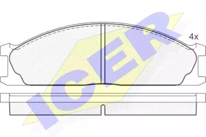Колодки гальмівні (передні) Nissan Pathfinder 86-95/NP300 08-/Pick Up 92-98/Terrano 87-02 ICER 140884