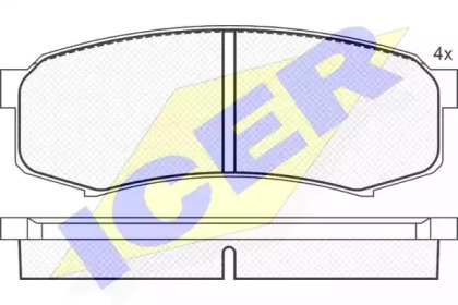 Колодки гальмівні (задні) Mitsubishi Pajero IV 06-/Toyota Land Cruiser 84-/Prado 02-/Lexus GX 01- ICER 141027