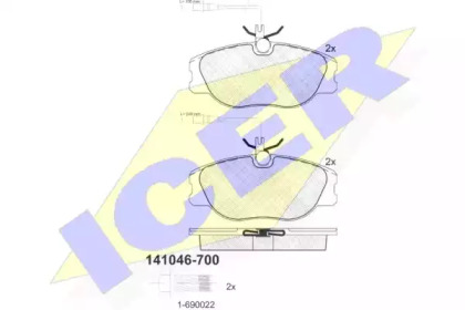 Колодки гальмівні (передні) Citroen Jumpy/Evasion/Fiat Scudo/Peugeot Expert/806 95-06 (+датчики) ICER 141046-700