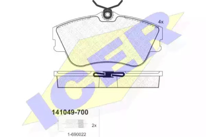 Колодки гальмівні (передні) VW T4 90-03 ICER 141049-700