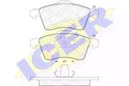 Колодки гальмівні (передні) VW T4 90-03 R15 (без датчиків) ICER 141166